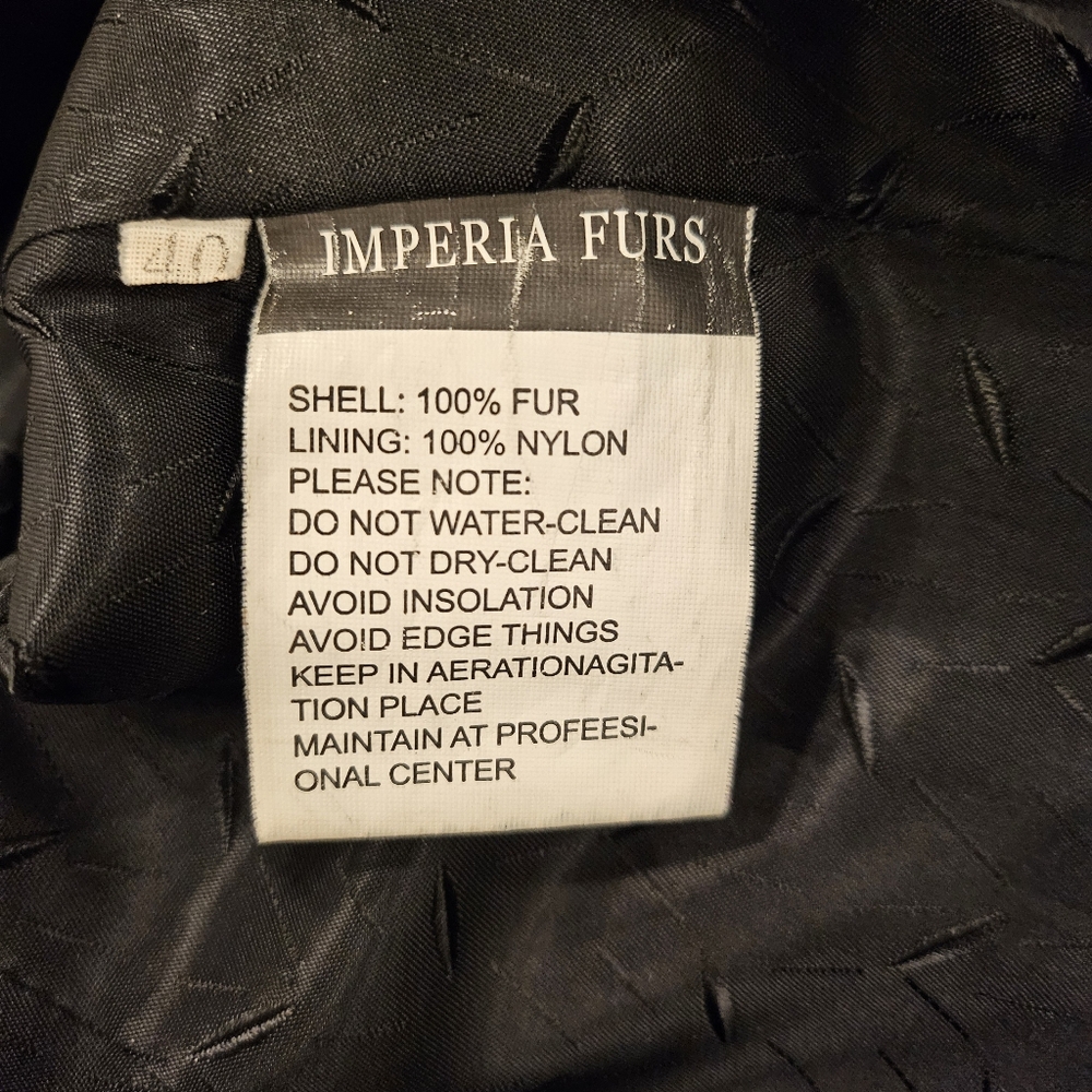 BALLEDY Black Glamma Mink fur coat size S - Picture 9 of 9